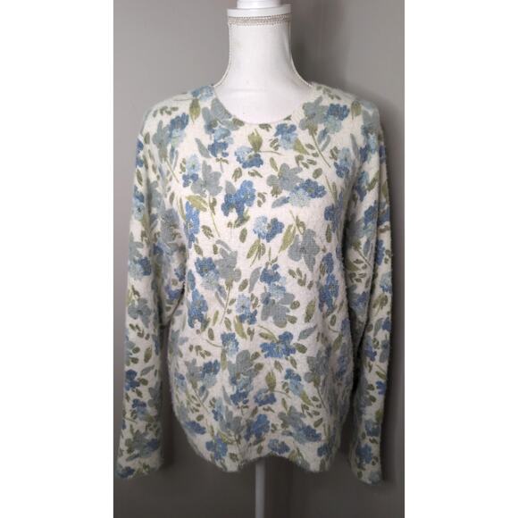 Joie Sweaters - Joie Floral Fuzzy Knit Sweater Large Cottagecore Cozy Pullover